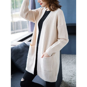 Wholesale Women's Casual Button V-Neck Solid Color <strong>Knitted</strong> Long Sleeve Cardigan <strong>Sweater</strong> for Autumn Winter - Product Image 4