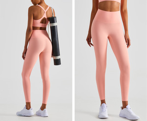 Leggings de yoga élastiques taille haute personnalisables avec poche arrière Collants de fitness et de course à pied à motif solide - Product Image 4