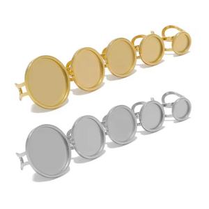 Carré rond ouvert anneau Cabochon camée blanc plateau paramètres de Base pour bricolage anneaux fabrication de bijoux résultats fournitures - Product Image 6