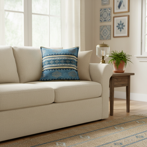 Vintage Kilim Designed Blue Turkish & Ottoman Cushion - Pillow Cover - Product Image 2