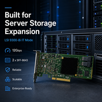 Tarjeta HBA LSI SAS 9300-8i Pre-flashed, Modo IT, SAS3008, 8 Puertos, 12Gb/s, SAS SATA PCIe3.0 X8, 2*SFF8643, ZFS, TrueNAS, UnRAID