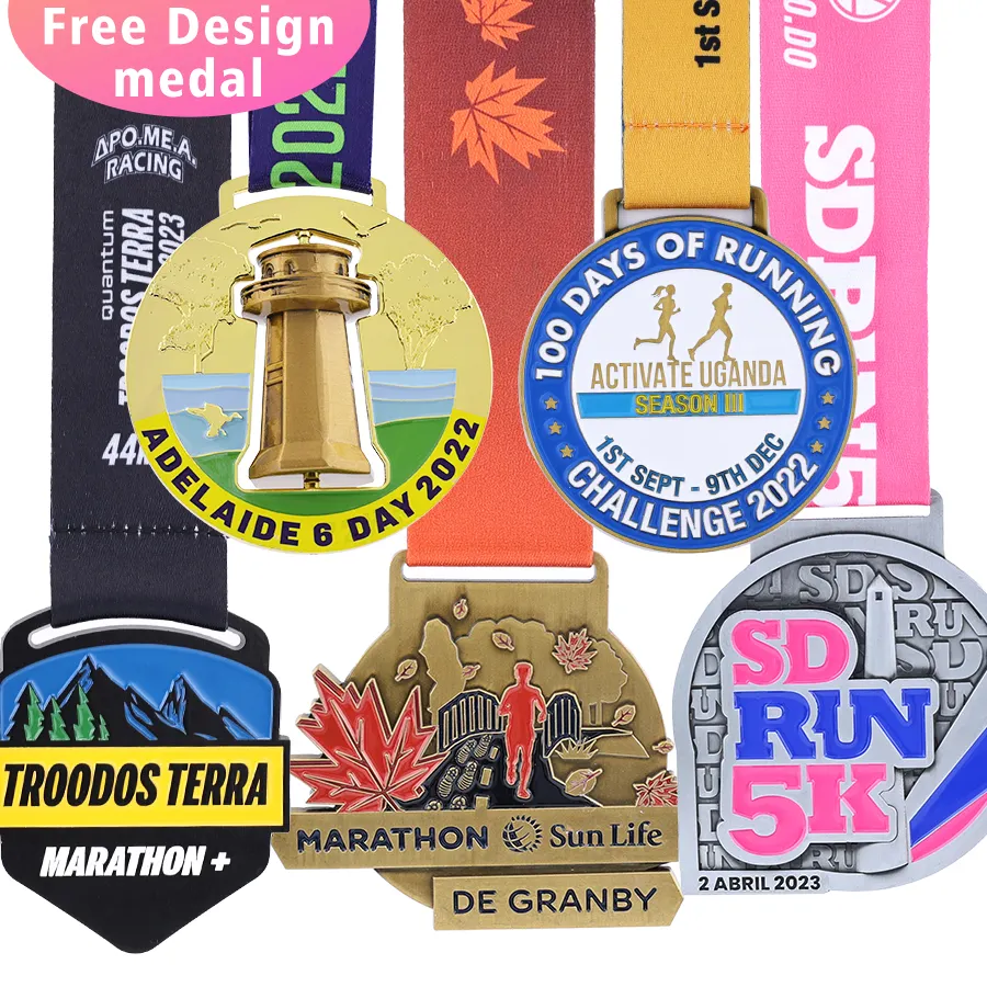 Üretici tasarım özel maraton koşu madalya spor ödülü Metal madalyalar