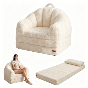 Sofá Cama Convertible <span class=keywords><strong>2</strong></span> <span class=keywords><strong>en</strong></span> <span class=keywords><strong>1</strong></span> Plegable Sin Necesidad de Ensamblaje, Sillón Puff Individual para el Suelo, Sofá de Suelo - Product Image 2
