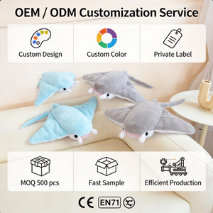 Coussin en peluche Raie Manta, Doux et Moelleux, Jouet en Peluche Raie, Animal Marin, Poupée en Peluche Raie diabolique, Cadeau, Vente Directe Usine, Vente en Gros - Product Image 4