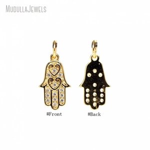 Pingente Delicado de Mão <span class=keywords><strong>Hamsa</strong></span> Dourada PM5728 com Motivo de Coração, Acessório de Joalheria DIY Versátil para Pulseiras e Gargantilhas - Product Image 5