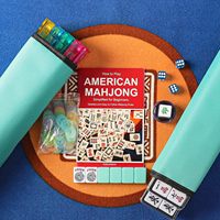 Set Mahjong Amerika Modern Tas Jinjing Kanvas Ber-resleting 166 Ubin 4 Rak Perlengkapan Lengkap Hiburan Portabel