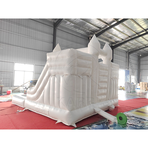 บ้านลมเป่าลมพีวีซีสีขาวสำหรับงานปาร์ตี้และงานแต่งงาน พร้อมสไลเดอร์คู่และบ่อบอลสีขาว สำหรับเด็กเล็ก - Product Image 4