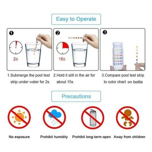 6 en 1 Tiras de Prueba de pH para Piscina, Manuales, de Plástico, para Medir Cloro, pH, Alcalinidad y Dureza, Limpiador de Piscinas - Product Image 2