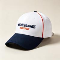 Gorra de Béisbol Bordada Personalizada de 6 Paneles con Diseño Retro de Auto de Carreras, Logotipo a Cuadros, Visera de Dos Colores, Ajustable, de Algodón, Deportiva, para Hombre