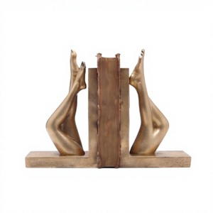 Sujetalibros de Metal Pesado con Patas Invertidas Doradas, Decoración Texturizada para Hogar y Oficina, Suministro al por Mayor - Product Image 1