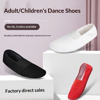 Chaussons de danse souples en cuir de vachette pour adultes et enfants - Semelles épaissies pour gymnastique, danse, acrobaties, yoga et entraînement de posture