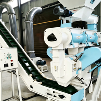 Ligne de production automatique de granulés d'aliments pour animaux, volailles, poissons et poulets de 1 à 2 tonnes/h, adaptée aux grandes usines d'aliments pour animaux et aux fermes d'élevage