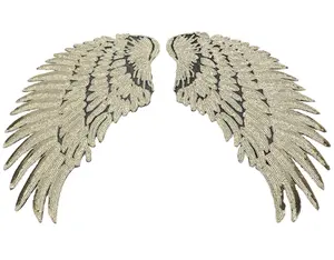 On God-Parche de hierro con lentejuelas para vestidos, parches bordados con motivos de alas de Ángel, lentejuelas, talla grande 3D