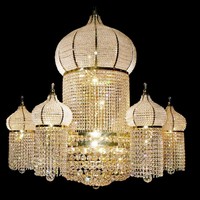 Nouvelle église arabe allumant la lumière en cristal plaquée d'or pour l'éclairage de lustre de mosquée