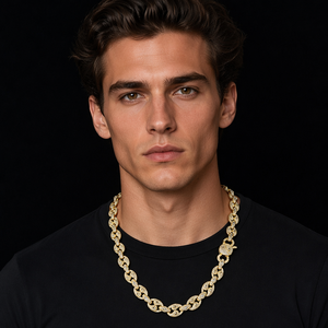 <span class=keywords><strong>Chaîne</strong></span> cubaine en moissanite plaquée <span class=keywords><strong>or</strong></span> 925 en argent sterling pour <span class=keywords><strong>homme</strong></span>, 15 mm, sertie de moissanites, en promotion - Product Image 2
