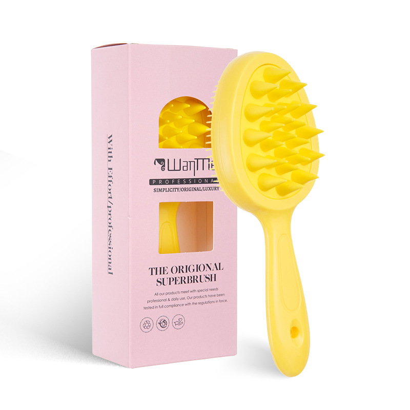 Brosse à shampoing double face jaune