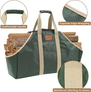 Free Sample Factory-made Wood <b>Log</b> Match Bag Tote <b>Holder</b> for Storage with Firewood Carrier Bag for Outdoor Camping - Product Image 3