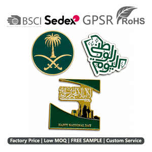 Pin de Solapa Esmaltado Personalizado del <span class=keywords><strong>D</strong></span>ía Nacional de Arabia Saudita, Broche de Caligrafía Árabe para Celebración de la Bandera, Regalo de Recuerdo - Product Image 1