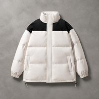 2026 Doudoune matelassée 12oz Color Block Wash Streetwear à col montant coupe oversize unisexe pour homme, manteau chaud d'hiver, en stock