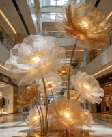 Centre de table floral léger en organza fait main, exquis, pour centres commerciaux, lieux de mariage, événements, décoration et fournitures d'ornements