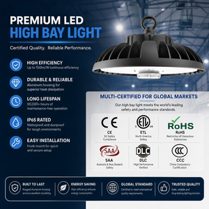 Certificat DLC UFO LED High Bay Light, <span class=keywords><strong>éclairage</strong></span> <span class=keywords><strong>industriel</strong></span> pour entrepôts, 60W 100W 120W 150W 200W 240W CE ETL SAA, lampe d'<span class=keywords><strong>éclairage</strong></span> Highbay - Product Image 3