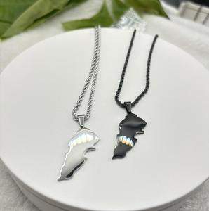 <span class=keywords><strong>Liban</strong></span> Carte colliers Art Gift, Libanais Bijoux collier Unisexe Bijoux hommes pendentif acier inoxydable or 18k corde chaîne lien - Product Image 4