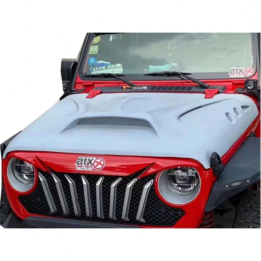 Spedking 2018-2021 Angry Hood Bonnet Car Offroad 4x4 Auto Accessories Car Hood For Jeep Wrangler JL JT