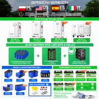 Batterie Lithium-Ion Verticale Basen Green 51.2V 48V 280Ah 314Ah 315Ah LifePO4 avec Boîtier JK V19 BMS 2A Équilibrage Actif et Écran Tactile