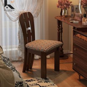 Ensemble de 4 chaises de salle à manger en bois, chaises latérales de cuisine modernes rembourrées en tissu, <span class=keywords><strong>chaise</strong></span> de salle à manger de style campagnard avec repose-pieds - Product Image 3