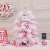 2024 Offre Spéciale décoration de bureau de noël rose/bleu arbre de noël plume ensemble petit ornement arbre de noël