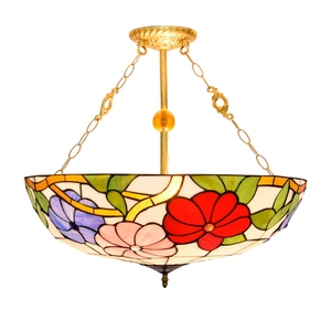 Lampadario a Sospensione in Stile <span class=keywords><strong>Tiffany</strong></span>, Rotondo 24 Pollici, in Vetro, per Camera da Letto e Soggiorno - Product Image 6