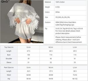 QINSI, ropa de dormir de algodón con plumas de Invierno para mujer, pantalones cortos de manga larga de lujo, conjunto de 2 piezas, pijamas para mujer, conjunto de ropa de dormir suave para mujer - Product Image 6