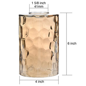 6 Inches <strong>Tall</strong> Amber Hammered Glass <strong>Lamp</strong> <strong>Shade</strong> Replacement for Lighting Fixture Water Ripple Cylinder Glass <strong>Shade</strong> - Product Image 1