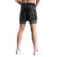 Shorts de course pour hommes, double couche, mélange de poly et de spandex, poche intérieure, découpe au laser, respirant, pour le cyclisme et le jogging