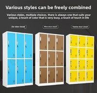 Lemari Pakaian Modern 6 Pintu dari Baja Cold Rolled dengan Pintu Geser Desain yang Dapat Disesuaikan untuk Rumah Kantor Gym Ruang Tamu Villa & Lainnya