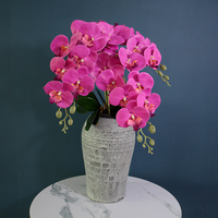 Vente en gros de 9 têtes d'orchidées artificielles Phalaenopsis imprimées en 3D, effet toucher réel, fleurs décoratives pour mariage