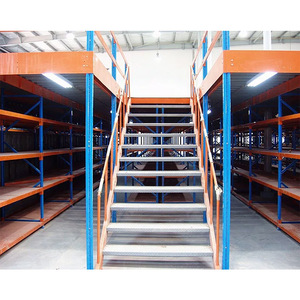 Système de rayonnage en acier Q235 pour <span class=keywords><strong>mezzanine</strong></span>, plateforme métallique robuste, rayonnage de stockage en <span class=keywords><strong>mezzanine</strong></span> avec escalier et garde-corps - Product Image 4