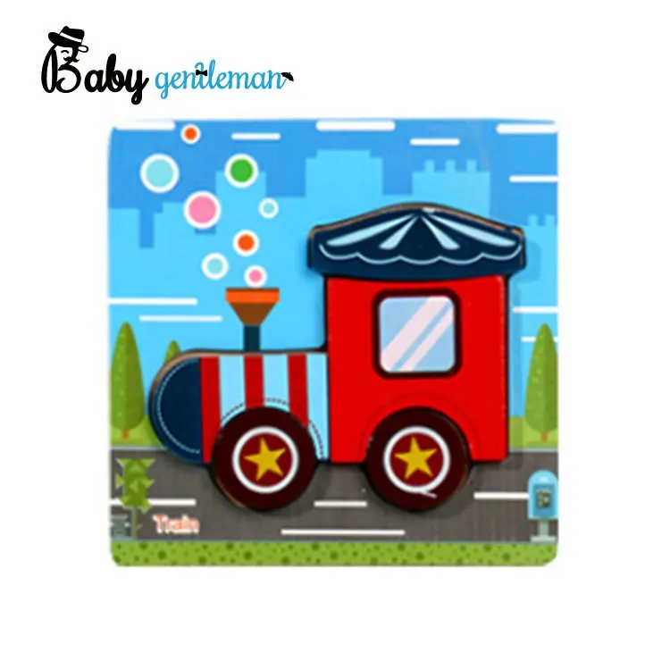 2023 Custom Kids Preschool Educational Wooden Cartoon Train Puzzle Z14171D