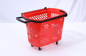 Cesta de Compras Rodante de Plástico de 35L para Supermercado, Económica, de Fabricante, en Venta - Product Image 2