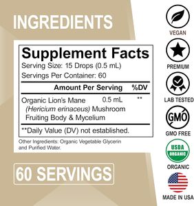 Oem ODM nhãn hiệu riêng sư tử bờm nấm giọt 2 giọt hàng ngày 50ml người lớn bổ sung tăng cường trí não rõ ràng Bộ nhớ tập trung nhận thức - Product Image 5