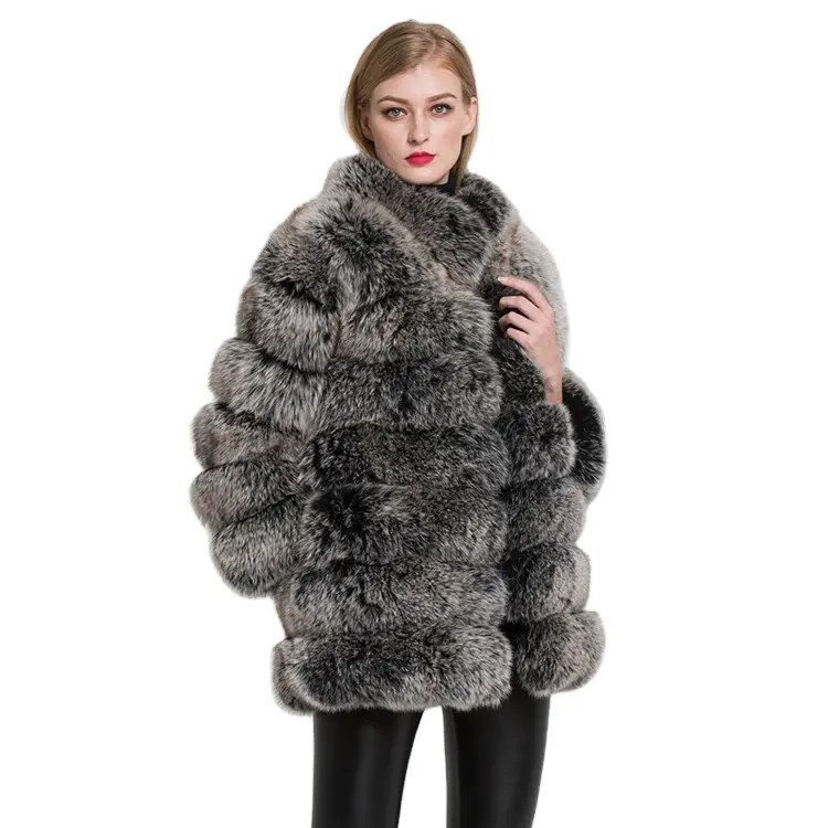 Manteau de fourrure de renard véritable pour femmes, vêtement en vraie fourrure, à la mode, chaud pour hiver, vente directe, nouvelle collection 2021