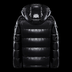 Piumino da <span class=keywords><strong>Uomo</strong></span> Invernale Personalizzato Nero Lucido di Alta Qualità con Cappuccio, Elegante e alla Moda - Product Image 2