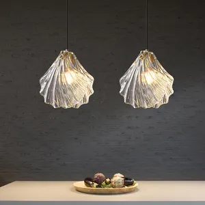 Nordic all-copper chandelier creative shell glass LED pendant light suitable for dining room bedroom bedside chandelier