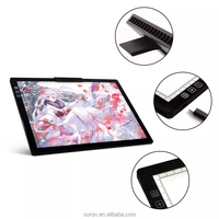 Table lumineuse rectangulaire A4 à luminosité réglable avec alimentation USB/batterie pour le dessin