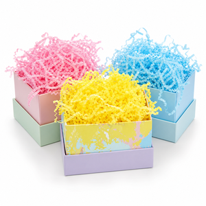 กระดาษราฟเฟียสีสันสดใสแบบตัดเป็นเส้น ปราศจากฝุ่น สำหรับใส่กล่องของขวัญ บรรจุภัณฑ์ขนมงานแต่งงาน - Product Image 1