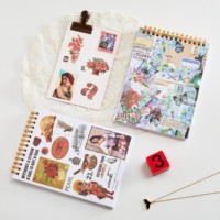 Autocollants pour carnet de notes, thème rétro, collage, architecture urbaine, fleurs, scrapbooking, décoration de carnet, papier décoratif