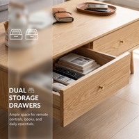 Table basse en chêne massif de qualité supérieure |   Boutons en laiton au design moderne du milieu du siècle, écologiques, durables, faciles à nettoyer, pour meubles de salon