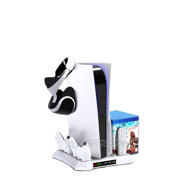 PS5 Disc Digital Game Console Quick Cool Stand with PS 5 Controller Charger Headphone Hook 14 Game Disc Slot Playstation5 game