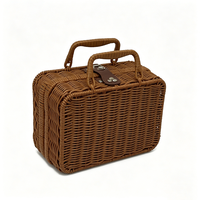 Panier de transport en rotin PP écologique, grand format, avec poignée, fait main, pour emballage de vin, cadeaux de festival, usage domestique