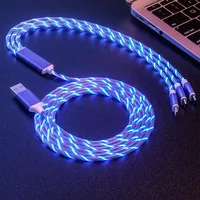 Cable de Carga Rápida USB 3 en 1 con Luz LED de 1.2m, 5A, Compatible con iPhone, Samsung, Huawei, Xiaomi, para Carga Multipuerto